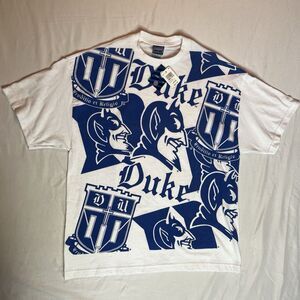 VTG 90s Duke AOP T Shirt Mens L NWT Deadstock Blue Devils USA Made White College